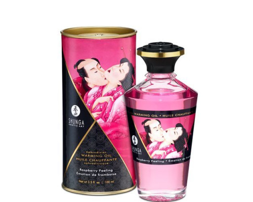 Розігрівальна олія Shunga Aphrodisiac Warming Oil – Raspberry Feeling (100 мл) без цукру, смачна
