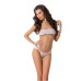 Комплект білизни Passion AMORE SET white, стрінги і ліф у вигляді подарункової стрічки з бантом