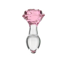 Скляна анальна пробка Pillow Talk Rosy Luxurious Glass Anal Plug, ⌀3,3 см, віброкуля в подарунок