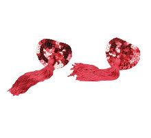 Пэстис - стикини Burlesque Nipple Tassels, наклейки на соски, блестящие сердечки с кисточками