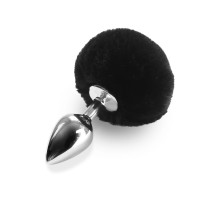 Металева анальна пробка М Art of Sex - Metal Butt plug Rabbit Tail Black, діаметр 3,4 см