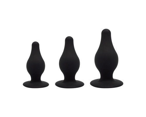Набір анальних пробок SilexD Silicone Plug Kit двошарові, силікон+Silexpan, діаметр 3,4; 4; 4,5 см