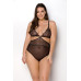 Боді Passion AMBERLY BODY 6XL/7XL black, асиметричний крій, мереживний ліф, золота нитка