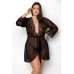 Пеньюар Passion AMBERLY PEIGNOIR 6XL/7XL, black, ажурні декольте та манжети, широкі рукави