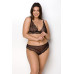 Комплект білизни Passion AMBERLY SET 6XL/7XL black, ліф, трусики бразиліана, люрексова нитка