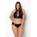 Комплект з екошкіри Passion NANCY BIKINI 6XL/7XL black, бра та трусики з імітацією шнурівки