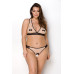 Комплект білизни Passion VIENA SET 6XL/7XL, beige, ліф, стрінги з доступом, бантики