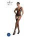 Бодістокінг Passion ECO BS001 One Size black, з доступом, імітація підв’язок, флористичний декор