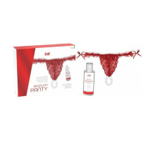 Набір Intt BRAZILIAN PANTY RED: трусики на резинці S-XL з перлинним кільцем + полунична змазка