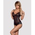 Сітчасте боді на кісточках Obsessive Amanta teddy S/M, чорне, з доступом