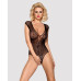 Бодістокінг із великої сітки з мереживом Obsessive B112 teddy XL/XXL, чорний, з доступом