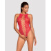 Ажурний бодістокінг із ефектом шнурівки Obsessive B120 teddy red S/M/L, червоний