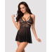 Еротичний мереживний комплект із сіточкою Obsessive 838-BAB-1babydoll & thong black S/M