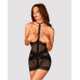 Напівпрозора сорочка з відкритими грудьми Obsessive Lacrisia chemise M/L, чорна, з чокером