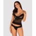 Напівпрозорий набір з прикрасами Obsessive Ivannes top & thong S/M, чорний, топ та танга
