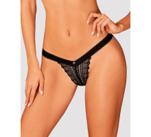 Мереживні трусики із заниженою талією Obsessive Estiqua panties M/L, чорні