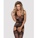 Бодістокінг Obsessive Bodystocking F217 S/M/L, елегантний силуетний малюнок, імітація панчіх
