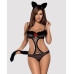 Еротичний костюм гепарду Obsessive Gepardina 3 pcs costume S/M, чорний, хутряне оздоблення, монокіні