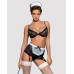 Еротичний костюм покоївки Obsessive Maidme set 5pcs L/XL, бюстгальтер, пояс з фартухом, панчохи, стр