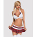 Еротичний костюм школярки з мініспідницею Obsessive Schooly 5pcs costume S/M, біло-червоний