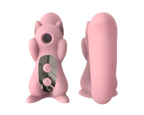 Вакуумный стимулятор с вибрацией KisToy Miss UU Pink, игрушка 2-в-1