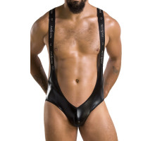 Чоловіче відкрите боді Passion 027 BRUNO XXL/XXXL Black, під латекс, на шлейках