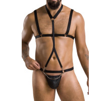 Комплект чоловічої білизни зі стреп Passion 039 SET ANDREW XXL/XXXL Black, стринги, шлейки