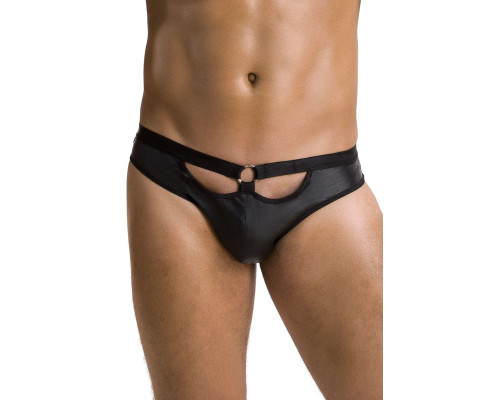 Чоловічі сліпи з вирізами Passion 041 SLIP JOE S/M, Black екошкіра, відкриті сідниці