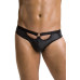 Чоловічі сліпи з вирізами Passion 041 SLIP JOE XXL/XXXL Black, екошкіра, відкриті сідниці