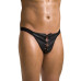 Чоловічі сліпи на шнурівці Passion 044 SLIP BEN S/M Black, екошкіра, люверси