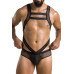 Чоловіче еротичне сітчасте боді Passion 045 VICTOR XXL/XXXL Black, екошкіра, сітка