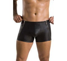 Чоловічі шкіряні боксери з блискавками Passion 049 SHORT MATT S/M Black