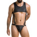 Чоловіче шкіряне боді Passion 056 ADAM S/M Black, заклепки