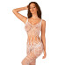 Сітчастий бодістокінг з імітацією топа та шортів Obsessive Bodystocking G330 XL/XXL, white, з доступом