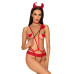 Еротичний костюм чортика зі стреп Obsessive Evilia teddy red L/XL