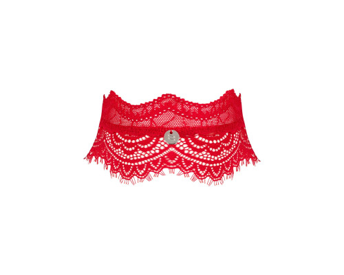 Широкий мереживний чокер Obsessive Bergamore choker, red