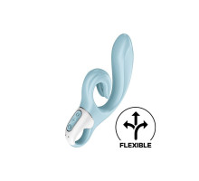 Вібратор-кролик Satisfyer Love Me Blue, гнучкий, відросток з потрійним кінчиком