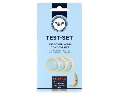 Набір презервативів Mister Size test-set 53–57–60, 3 розміри + лінійка, товщина 0,05 мм