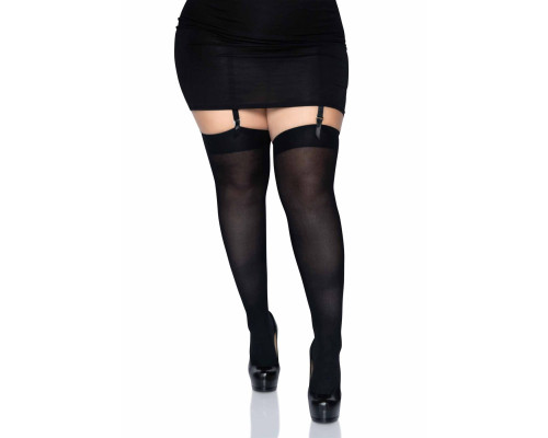 Щільні непрозорі панчохи Leg Avenue Nylon Thigh Highs Black, plus size