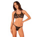 Напівпрозорий комплект Obsessive Celia Noir 2-pcs set XL/2XL, бюстгальтер, стрінги
