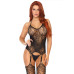 Еротичний бодістокінг Leg Avenue Jacquard net Black, імітація панчіх, відкритий доступ, one size