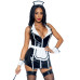 (SALE) Вініловий костюм покоївки Leg Avenue Vinyl Naughty Maid M, сукня, фартух, манжети, чепчик