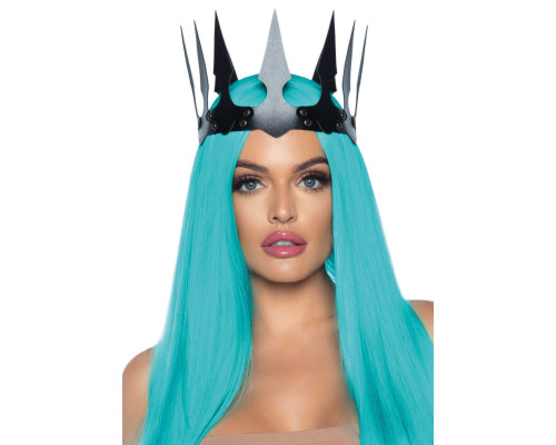 Корона злої королеви Leg Avenue Faux leather spiked crown Black, штучна шкіра, заклепки