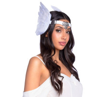 Пов’язка на голову з крилами Leg Avenue Feather headband White, пір’я та натуральна шкіра