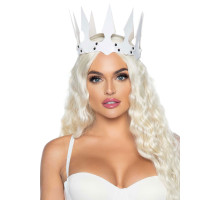 Корона злої королеви Leg Avenue Faux leather spiked crown White, штучна шкіра, заклепки