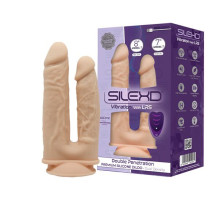 Подвійний фалоімітатор з вібрацією SilexD Double Gusto Vibro Flesh (Model 1 size 8" & 7") + LRS, діаметр 4,5 см та 3,7 см