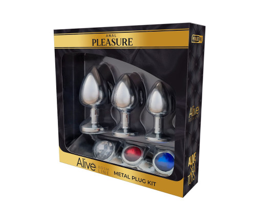 Набір металевих анальних пробок Alive Metal Plug Kit (м'ята  упаковка)