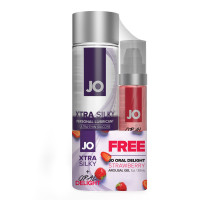 Комплект JO GWP - Xtra Silky Silicone (120 мл) & Oral Delight - Strawberry (30 мл)