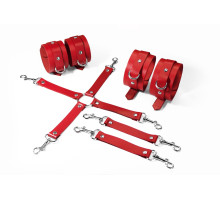 Набір для БДСМ Feral Feelings BDSM Kit 3 Red, наручники, поножі, хрестовина