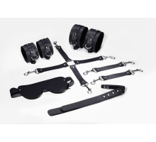 Набір Feral Feelings BDSM Kit 5 Black, наручники, поножі, хрестовина, маска, падл
